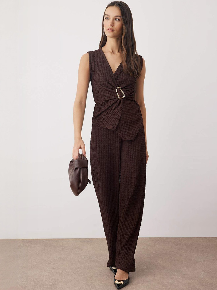 Trendyol – Self Design Top With Trouser (Co-ord Set)