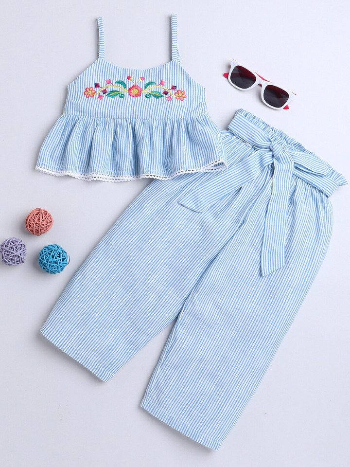 Knitting Doodles – Girls Striped Top with Pyjamas (Girls)