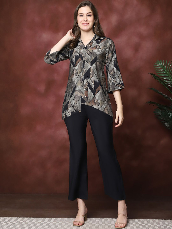 Claura – Printed Tunic With Trousers (Co-ord Set)