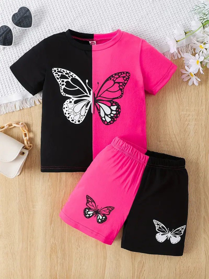 KEESOR – Girls Printed T-Shirt & Shorts (Girls)
