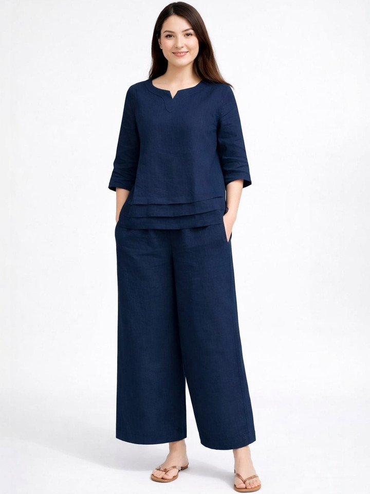 Ramyka – Round Neck Top With Trousers (Co-ord Set)