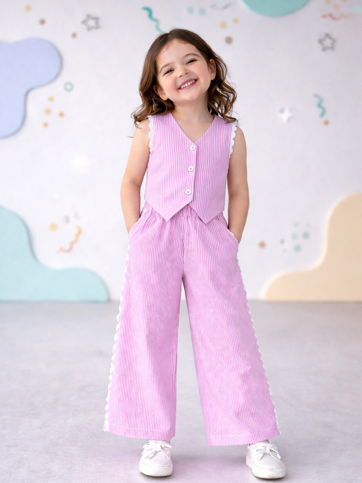 Kidbea – Girls Cotton Striped Co-Ords (Girls)